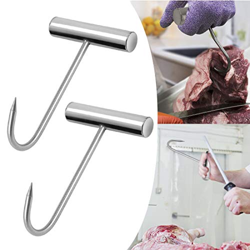 Product Cover 2pcs Stainless Steel T Hooks T-Handle Meat Boning Hook for Kitchen Butcher Shop Restaurant BBQ Tool