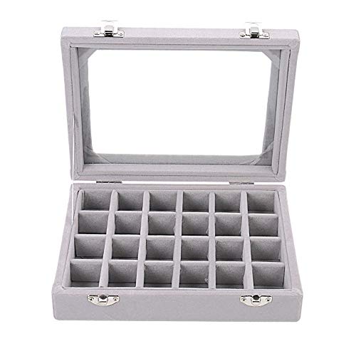 Product Cover YFLY Velvet Glass Jewelry Ring Earring Display Organizer Box Tray Holder Storage Case