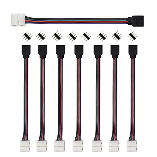 Product Cover RGB LED Light Strip Connector 4 Pin LED Strip Jumper 10mm Strip to Power Adaptor Strip to Controller Solderless for SMD5050 LED Strip Lights 8/Pack