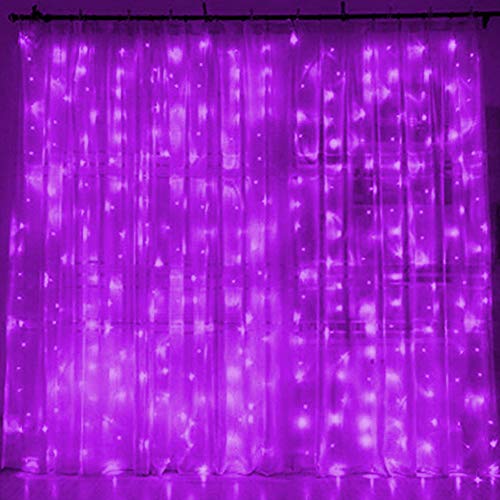 Product Cover Twinkle Star 300 LED Window Curtain String Light for Christmas Wedding Party Home Garden Bedroom Outdoor Indoor Wall Decoration (Purple)