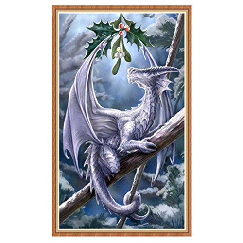 Product Cover Painting by 5D Diamond Number Kits, Dragon 20X30cm 2018 New Arts Craft Paint DIY Diamond Embroidery Wall Decor