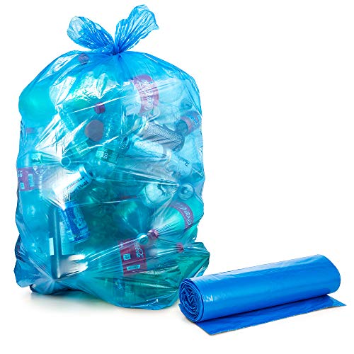 Product Cover Recycling Trash Bags 55 Gallon, Large Blue Plastic Garbage Bags, 50/Count