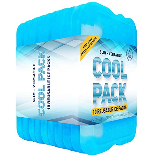 Product Cover Healthy Packers Ice Pack for Lunch Box - Freezer Packs - Original Cool Pack (Set of 10) | Slim & Long-Lasting Ice Packs for Your Lunch or Cooler Bag