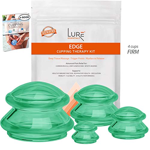 Product Cover EDGE Cupping Therapy Sets - Silicone Vacuum Suction Cupping Cups - Muscle, Nerve, Joint Pain Relief (Emerald Green, 4)