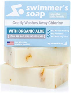 Product Cover Swimmer's Soap by Newton Bay - All Natural Aloe Bar Soap to Gently Wash Away Chlorine After Swimming (2-Pack of 4 Ounce Soap Bars)