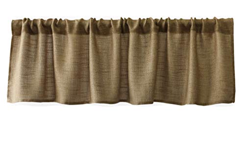Product Cover Valea Home Burlap Natural Tan Valance Rod Pocket Window Curtain Valance Rustic Home Décor 56 by 14 Inches
