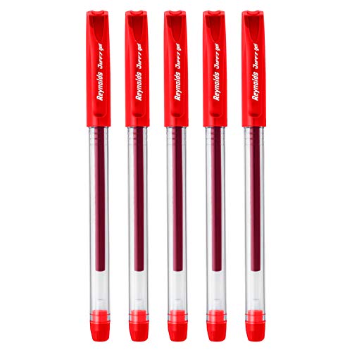 Product Cover Reynolds Jiffy 0.5mm Needle Point Gel Pens Red Ink - Pack of 40 (Red)(Ship From India)