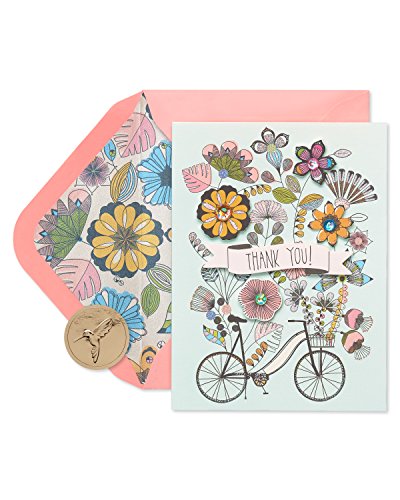 Product Cover Papyrus Thank You Cards with Envelopes, Flowers & Bike with Glitter (8-Count)