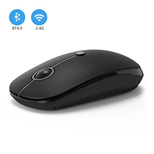 Product Cover 2.4GHz Wireless Bluetooth Mouse, Jelly Comb Dual Mode Slim Wireless Mouse with 2400 DPI Compatible for PC, Laptop, Mac, Android, Windows (Black)
