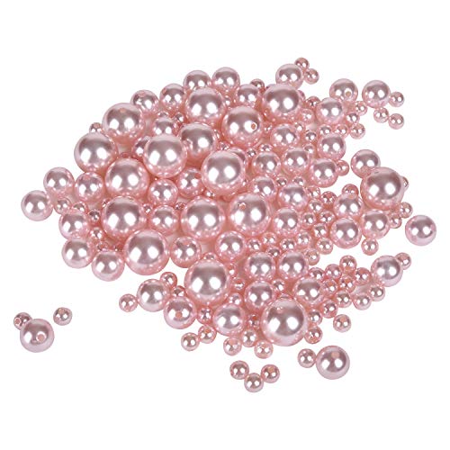 Product Cover Z-synka Assorted Plastic Bead Pearls,DIY Jewelry Necklaces, Table Scatter, Wedding, Birthday Party Home Decoration, Event Supplies (8 Ounce Pack, 100 Pieces) (Pink, 10mm/14mm/20mm)
