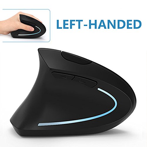 Product Cover Left Handed Mouse, Lekvey Wireless 2.4G USB Left Hand Ergonomic Vertical Mouse, Less Noise - Black