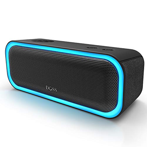 Product Cover [Upgraded] DOSS SoundBox Pro Portable Wireless Bluetooth Speaker with 20W Stereo Sound, Active Extra Bass, Wireless Stereo Pairing, Multiple Colors Lights, Waterproof IPX5, 12 Hrs Battery Life -Black