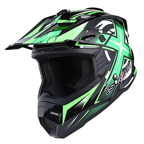 Product Cover 1Storm Adult Motocross Helmet BMX MX ATV Dirt Bike Helmet Racing Style HF801; Sonic Green