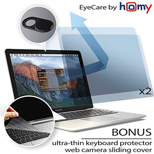 Product Cover Homy Anti Blue Light Screen Protector Kit [2-Pack] for New MacBook Air 13 inch Retina 2018-2019 Touch-ID + Keyboard Cover Ultra-Thin TPU + Web Camera Sliding Cover/Eye Protection Kit for A1932 Model