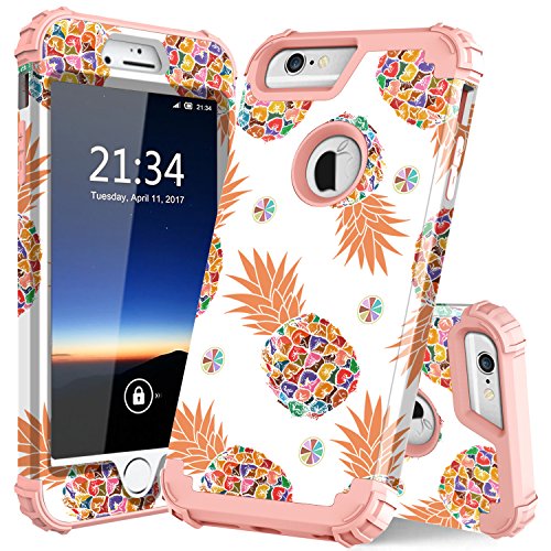 Product Cover PIXIU iPhone 6S Plus / 6 Plus Case, PIXIU Unique Pattern 3 Layer Heavy Duty Sturdy Shockproof Protective Hybrid case Cover for iPhone 6s Plus /6 Plus 5.5 inch Pineapple