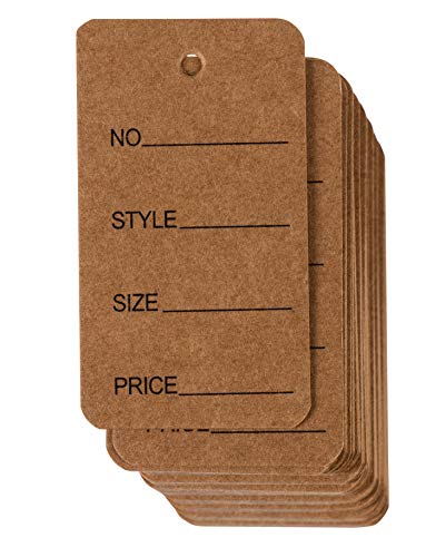 Product Cover Price Tags - 1000-Pack Cloth Tags, Garment Tags, Writable Tags, Hang Labels, Size Name Style Tag, Kraft Paper Tag, for Business, Retail, Shop, Natural Brown, 1.5 x 2.7 Inches