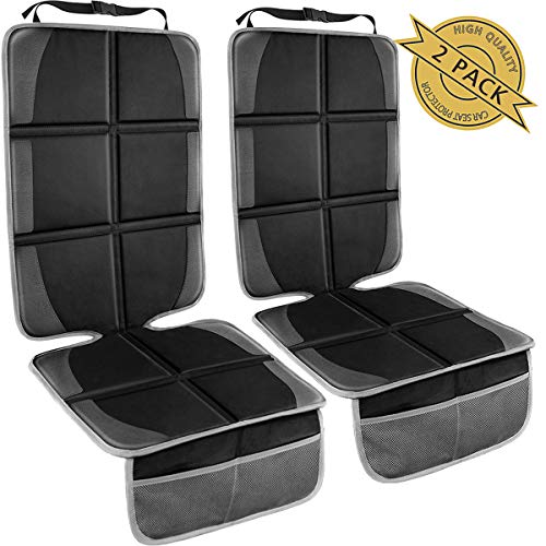 Product Cover Car Seat Protector,(2 Pack) Large Auto Car Seat Protectors for Child Baby Safety Seat,Thick Padding Carseat Kick Mat with Organizer Pockets,Vehicle Dog Cover Pad for SUV Sedan Leather Seats