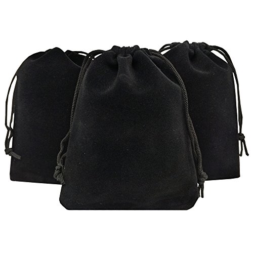 Product Cover Ankirol 50pcs Velvet Drawstring Bags Jewelry Bags Pouches (Black, 4