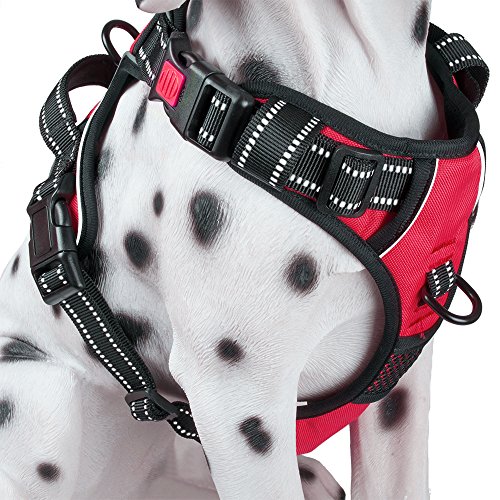 Product Cover PoyPet No Pull Dog Harness, [2018 Upgrade Edition] Reflective Vest Harness with Front & Back 2 Leash Attachments and Easy Control Handle for Small Medium Large Dog (Red, XL)