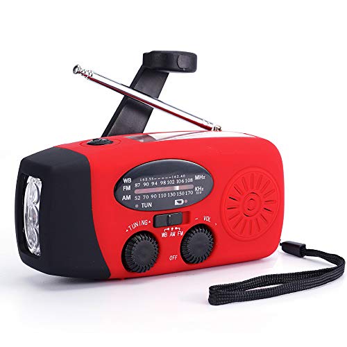Product Cover FM/AM/NOAA Weather Radio Hand Crank Self Powered Solar Emergency Radios with 3 LED Flashlight 1000mAh Power Bank Smart Phone Charger