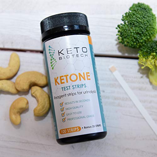 Product Cover Best Keto Urine Testing Strips, 125 Accurate Ketone Meter Test Strips for Urinalysis, Glucose Tester for Low Carb Ketogenic, HCG & Bulletproof Diets, Precisely Measure Ketosis Fat Burning Levels