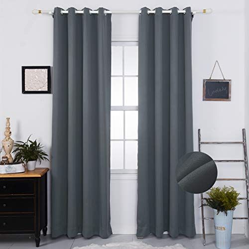 Product Cover Nauxcen 84 Inch Blackout Curtains, Grey Blackout Curtains for Bedroom/Living Room/Women, Grommet Thermal Insulated Curtains/Drapes(2 Panels,50 x 84)