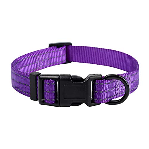 Product Cover Mile High Life Dog Collar | Nylon with Reflective Three 3M Straps | Purple, Medium Neck 13