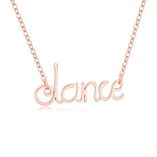 Product Cover MANZHEN Charm Script Dance Pendant Necklace for Dancer Girls Gifts (Rose Gold)
