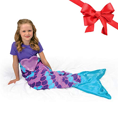 Product Cover Snuggie Tails Mermaid Blanket- Comfy, Cozy, Super Soft, Warm, All Season, Wearable Blanket for Kids, As Seen on TV (Purple)