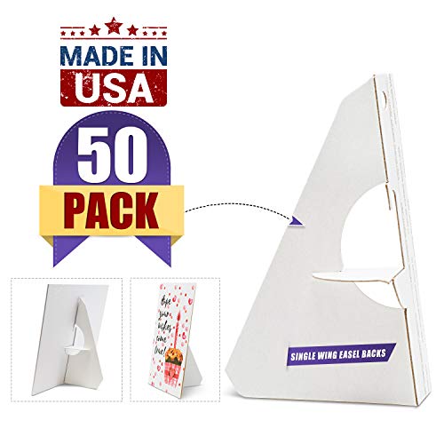 Product Cover Golden State Art Self Stick Easel Back,Archival Quality Acid-Free, 5 Inch Single Wing, Display Signs Pictures Brochures Posters Frames Artwork, Complete Stand for Your Crafts (Pack of 50) White