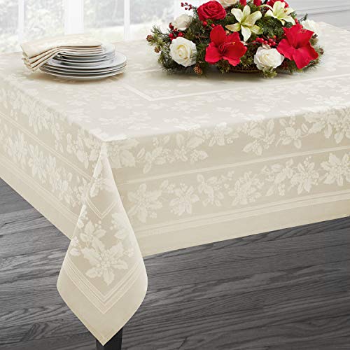 Product Cover Benson Mills Holiday Elegance Engineered Jacquard Christmas Tablecloths (Ivory, 60