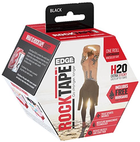 Product Cover RockTape H2O Edge Highly Water-Resistant Kinesiology Tape with Travel Case, 16.4-Foot Continuous Roll, Black