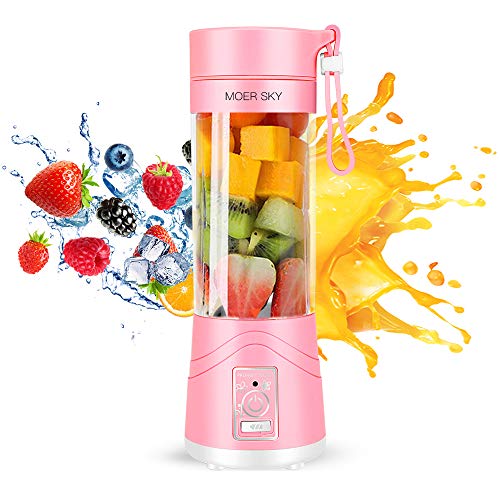 Product Cover Portable Juicer Blender, Household Fruit Mixer - Six Blades in 3D, 380ml Fruit Mixing Machine with USB Charger Cable for Superb Mixing, USB Juicer Cup by Moer Sky (B), Large