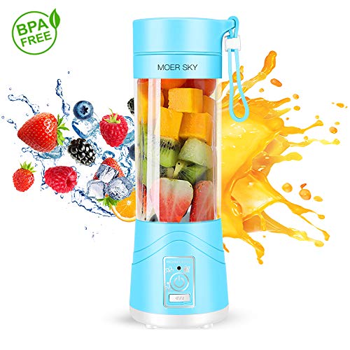 Product Cover Portable Juicer Blender, Household Fruit Mixer - Six Blades in 3D, 380ml Fruit Mixing Machine with USB Charger Cable for Superb Mixing, USB Juicer Cup by Moer Sky (A)