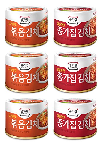 Product Cover [JONGGA] Cabbage Fried Kimchi Can + Cabbage Kimchi Can / each 5.64oz(160g) / Canned Kimchi / Korean Spicy Food (3+3)
