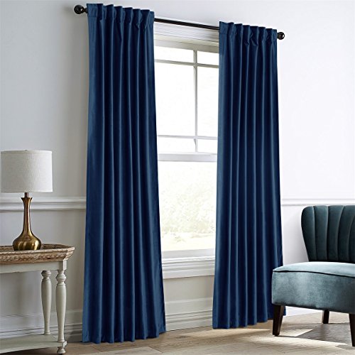 Product Cover Dreaming Casa Royal Blue Velvet Room Darkening Curtains for Living Room,Thermal Insulated Rod Pocket/Back Tab Window Curtain for Bedroom(2 Panels,52