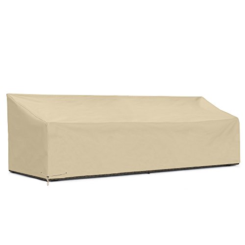 Product Cover SunPatio Outdoor Large Bench Cover 110 Inch, Patio Veranda Sofa Cover with Waterproof Sealed Seam, Patio Furniture Cover, All Weather Protection, Beige