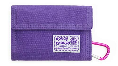 Product Cover Rough Enough Canvas Credit Card Wallet for Women Girl Teen Boy Coin Purse Pouch Organizer Holder Case with Zipper Compartment for School Travel Urban Casual Fanny Purple Colored