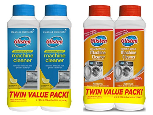 Product Cover Glisten Dishwasher Magic Machine Cleaner and Disinfectant 2-Pack and Washer Magic Washing Machine Cleaner and Deodorizer 2-Pack