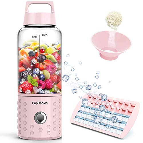 Product Cover PopBabies Portable Blender, Mini Smoothie Maker with with USB Rechargeable, Larger Stronger and Faster, Blending While Charging with Ice Tray, Funnel, Recipe Princess Pink(FDA BPA Free)