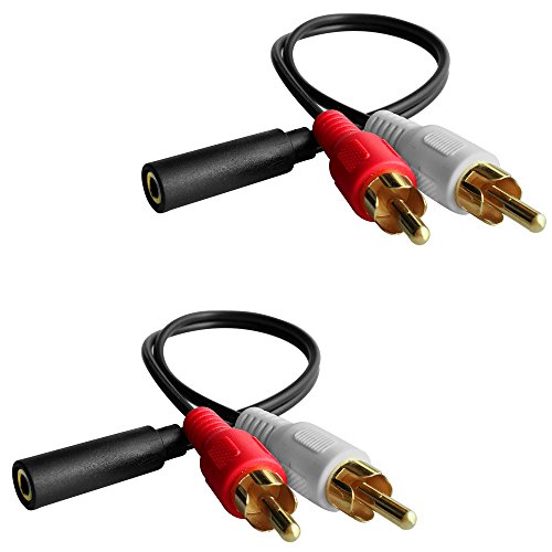 Product Cover Y Connector Audio Cable 3.5mm Audio Female to 2 RCA Male Stereo Cable (2 Pack)