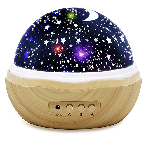 Product Cover Night Lights for Kids, Rose Wood Grain Star Projector Night Light with Master Switch and Rotation, Baby Night Lighting Projection, Romantic Lamp for Her Birthday Baby Girl Gift