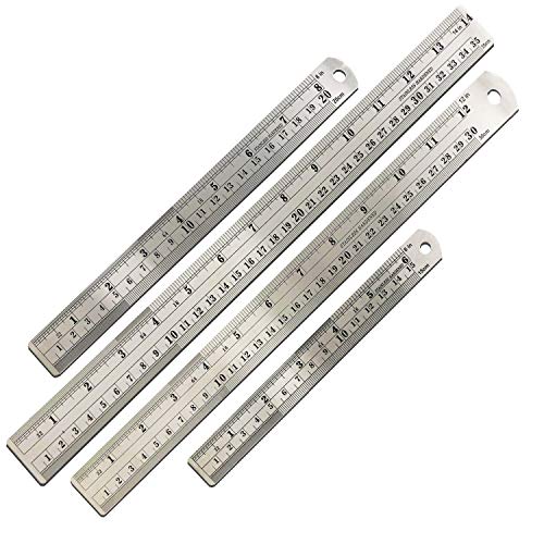 Product Cover Mr. Pen- Steel Rulers, 4 Pieces (6, 8, 12, 14 inch) Rulers, Metal Ruler, Stainless Steel Ruler, School Ruler, Ruler Inches and Centimeters, Drawing Ruler, Measuring Ruler, 6 inch Ruler, 12 inch Ruler