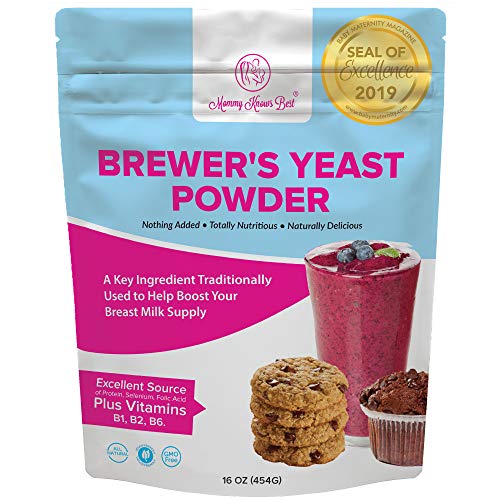 Product Cover Brewers Yeast Powder for Lactation - Mommy Knows Best Brewer's Yeast for Breastfeeding Mothers - Mild Nutty Flavored Unsweetened and Debittered - 16 ounces