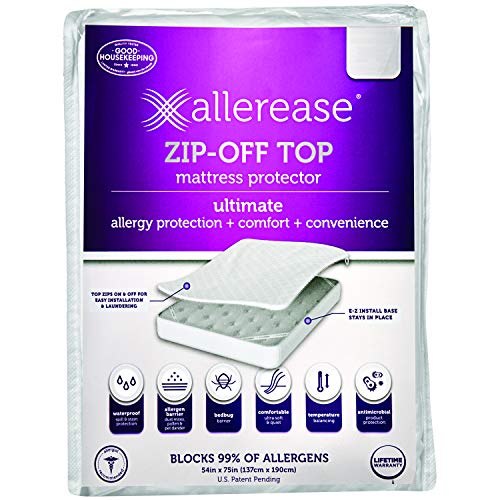 Product Cover Aller-Ease Ultimate Zip-Off Top Mattress Protector - 360 Degree Zip-Off Mattress Top with Temperature Balancing Technology, Plush Protection Against Bed Bugs, Dust Mites & Pet Dander, Twin Sized