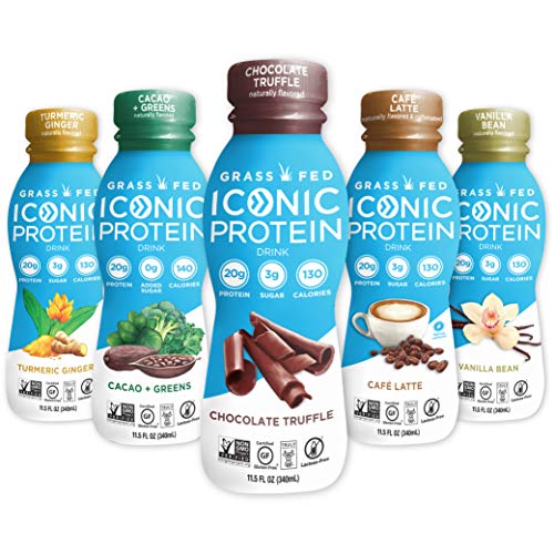 Product Cover Iconic Protein Drinks, Sample Pack (5 Flavors) | Low Carb Protein Shakes | Grass Fed, Lactose-Free, Gluten-Free | Low Calorie Snack or Healthy Breakfast | Keto Friendly