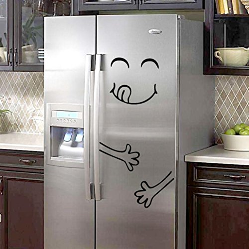 Product Cover Clearance Sale!DEESEE(TM)DIY Cute Fridge StickerHappy Delicious Face Kitchen Fridge Wall Wallpaper Wall Stickers Party Wardrobe Desk Wall Home Decor (Black)