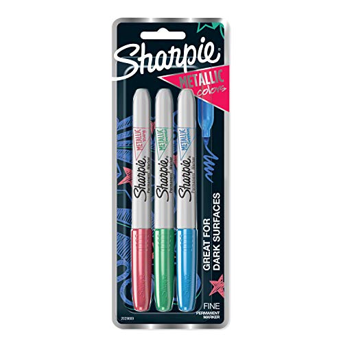 Product Cover Sharpie Metallic Permanent Markers, Fine Point, Assorted Colors, 3-Count Permanent Marker (2029669)