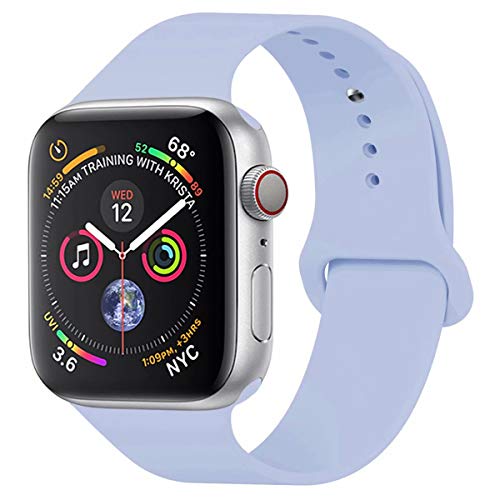 Product Cover YC YANCH Compatible with for Apple Watch Band 38mm 40mm, Soft Silicone Sport Band Replacement Wrist Strap Compatible with for iWatch Series 5/4/3/2/1, Nike+, Sport, Edition, S/M, Lilac