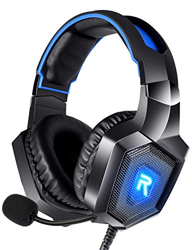 Product Cover RUNMUS Gaming Headset for PS4, Xbox One, PC Headset w/ Surround Sound, Noise Canceling Over Ear Headphones with Mic & LED Light, Compatible with PS4, Xbox One, Nintendo Switch, PC, PS3, Mac, Laptop